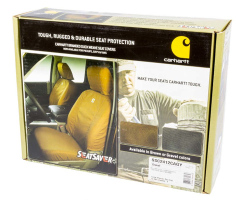 Seat Cover - Carhartt SeatSaver - Front Row - Hook and Loop Attachment - Polyester Cotton Blend - Gray - Ford Fullsize Truck 2011-16 - Kit