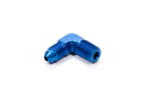 Fitting - Adapter - 90 Degree - 3 AN Male to 1/8 in NPT Male - Aluminum - Blue Anodized - Each