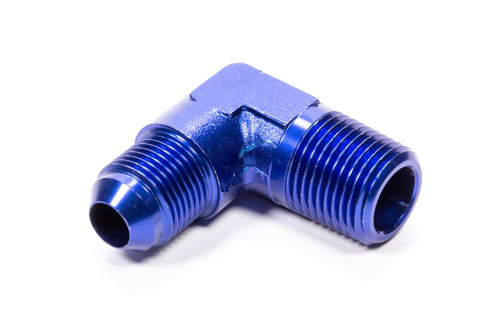 Fitting - Adapter - 90 Degree - 8 AN Male to 1/2 in NPT Male - Aluminum - Blue Anodized - Each