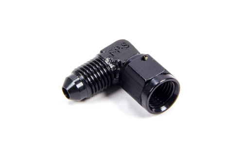 Fitting - Adapter - 90 Degree - 4 AN Female Swivel to 4 AN Male - Aluminum - Black Anodized - Each
