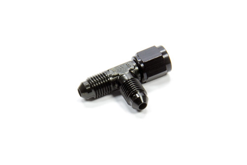 Fitting - Adapter Tee - 4 AN Female Swivel x 4 AN Male x 4 AN Male - Aluminum - Black Anodized - Each