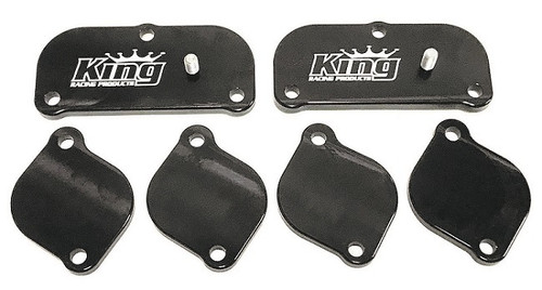Exhaust Port Blockoff - Individual Plates - Aluminum - Black Anodized - Spread Port Heads - Small Block Chevy - Kit