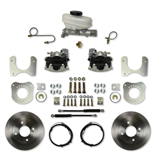 Brake System - Disc Conversion - Rear - 1 Piston Caliper - 11.000 in Plain Iron Rotors - Iron - Zinc Plated - Ford Mustang 1987-93 - Kit