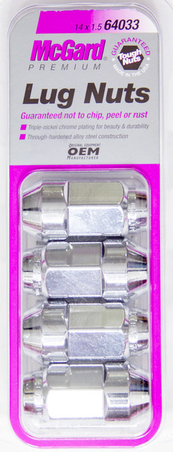 Lug Nut - Premium - 14 mm x 1.50 Right Hand Thread - 22 mm Hex Head - Cone Seat - Closed End - Steel - Chrome - Set of 4