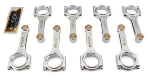 Connecting Rod - H-Beam - 5.700 in Long - Bushed - 3/8 in Cap Screws - ARP2000 Bolt - Billet Steel - Small Block Chevy - Set of 8
