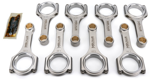 Connecting Rod - PWR ADR - H Beam - 5.400 in Long - 7/16 in Cap Screws - ARP2000 Bolt - Billet Steel - Small Block Ford - Set of 8