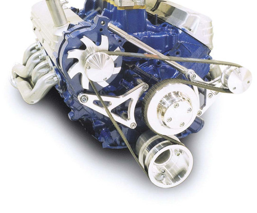 Alternator Bracket - Deluxe - Passenger Side - High Mount - Water Pump Mount - Aluminum - Clear Powder Coat - Ford 1G Alternators - Small Block Ford - Kit