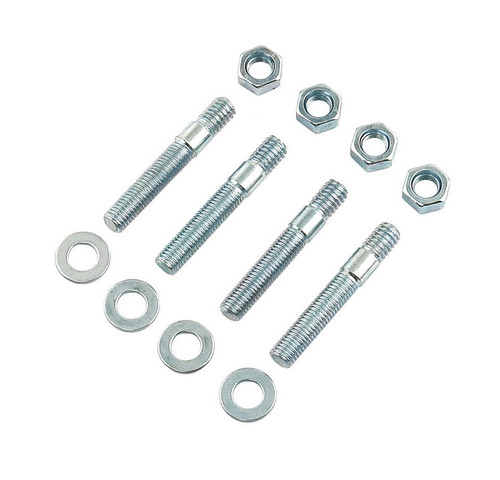 Carburetor Stud - 5/16-18 and 5/16-24 in Thread - 2 in Long - Hex Nuts - Steel - Zinc Oxide - Set of 4