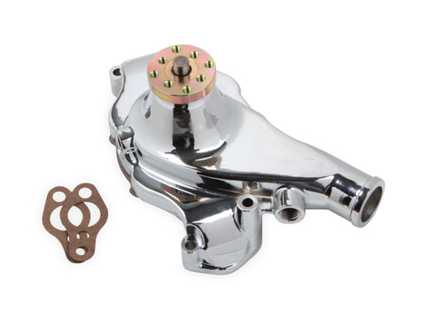 Water Pump - Mechanical - 5/8 in Pilot - Short Design - Aluminum - Chrome - Small Block Chevy - Each