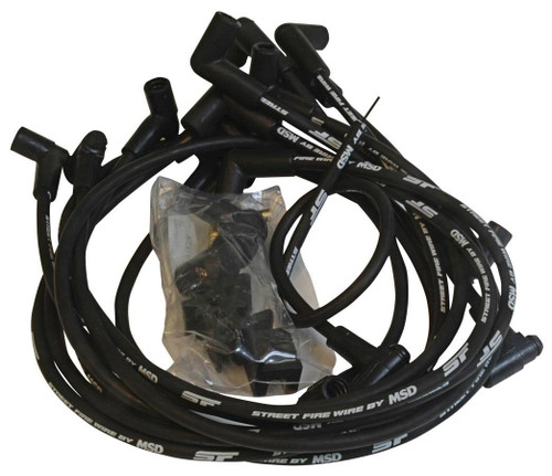 Spark Plug Wire Set - Street Fire - Spiral Core - 8 mm - Black - Factory Style Boots / Terminals - Small Block Chevy - Kit