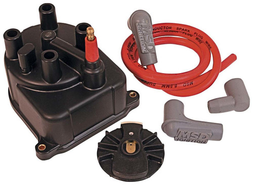 Cap and Rotor Kit - Socket Style Terminals - Brass Terminals - Screw Down - Plastic - Black - Vented - Coil Wire Included - Honda 4-Cylinder - Kit