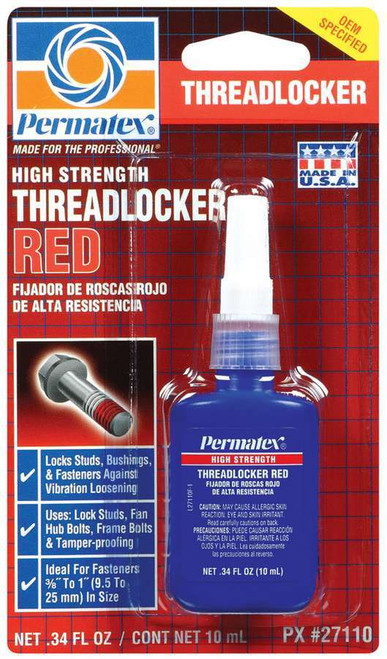 Thread Locker - Red - High Strength - 10 ml Bottle - Each