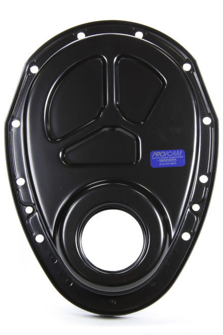 Timing Cover - 1-Piece - Steel - Black Paint - Small Block Chevy - Each