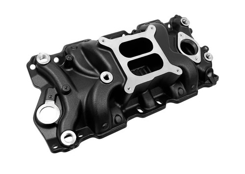 Intake Manifold - Cyclone - Square Bore - Dual Plane - Rectangle Port - Aluminum - Black Paint - Small Block Chevy - Each