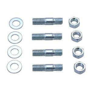 Carburetor Stud - 5/16-18 and 5/16-24 in Thread - 1.375 in Long - Hex Nuts - Steel - Zinc Oxide - Set of 4