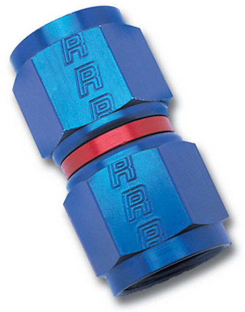 Fitting - Adapter - Straight - 6 AN Female Swivel to 6 AN Female Swivel - Aluminum - Blue / Red Anodized - Each
