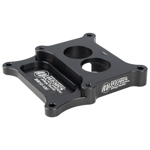 Carburetor Adapter - Tapered Lightweight - 1 in Thick - 2 Hole - Holley 2-Barrel to Square Bore - Aluminum - Black Anodized - Each