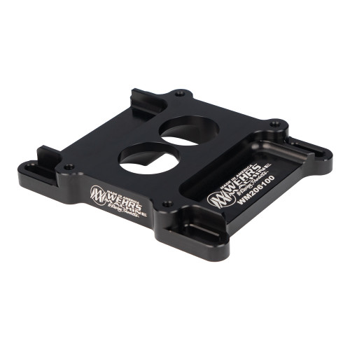 Carburetor Adapter - 1 in Thick - 2 Hole - Holley 2-Barrel to Square Bore - Aluminum - Black Anodized - Each