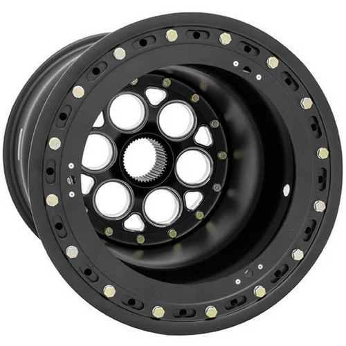 Wheel - Magnum Sprint - 15 x 17 in - 7.000 in Backspace - 42 Spline - Beadlock - Cover Included - Aluminum - Black Anodized / Machined Center - Black Anodized Lip - Each