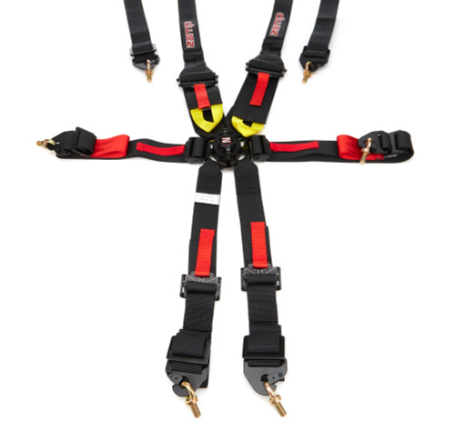 Harness - 6-Point - Camlock - FIA Approved - Pull Down Adjust - Bolt-In - Hans Compatible - Individual Harness - Black - Kit