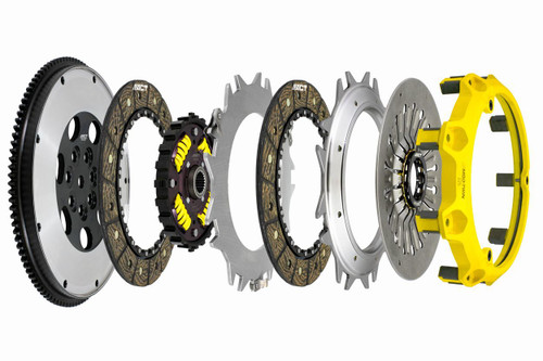 Clutch Kit - Twin 225 Heavy Duty - Dual Disc - SFI 1.2 - 8.8 in Diameter - 1 in x 23 Spline - Sprung Hub - Organic - Flywheel Included - Mitsubishi Lancer 2003-06 - Kit