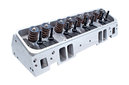 Cylinder Head - Enforcer - Assembled - 2.020 / 1.600 in Valves - 195 cc Intake - 64 cc Chamber - 1.290 in Springs - Angle Plug - Aluminum - Small Block Chevy - Each