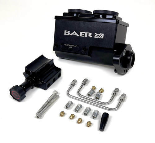 Master Cylinder - Remaster - 0.875 in Bore - Integral Reservoir - Driver Side Port - Fittings / Proportioning Valve Included - Aluminum - Black Anodized - Each