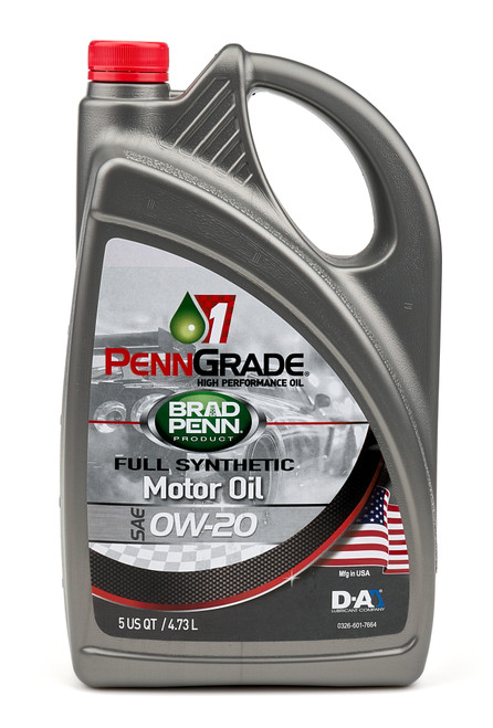 Motor Oil - PennGrade 1 - High Zinc - 0W20 - Synthetic - 5 qt Jug - Each