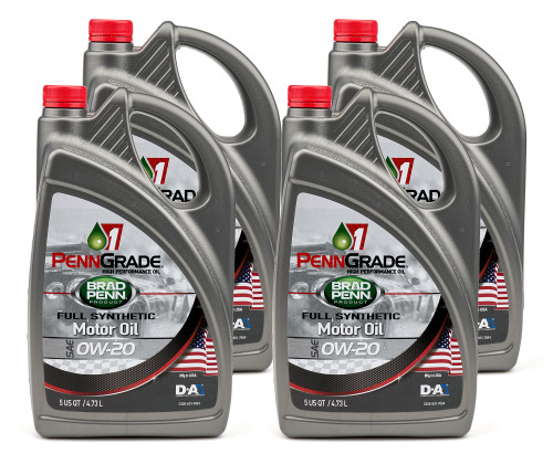 Motor Oil - PennGrade 1 - High Zinc - 0W20 - Synthetic - 5 qt Jug - Set of 4