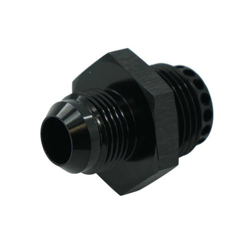Fitting - Adapter - Straight - 10 AN Male to 12 AN Male O-Ring - Baffled - Aluminum - Black Anodized - Each