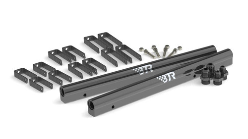Fuel Rail - 8 AN Female O-Ring Inlet - 8 AN Female O-Ring Outlet - Aluminum - Black Anodized - Hardware Included - GM LS-Series - Equalizer / V1 Trinity Intake Manifolds - Kit