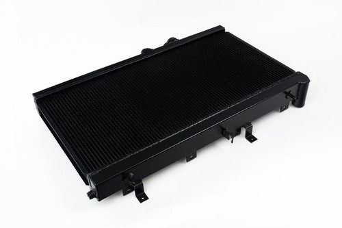Radiator - 27.75 in W x 13.375 in H x 2.375 in D - Single Pass - Top Center Inlet - Driver Side Outlet - Aluminum - Black Powder Coat - Subaru Impreza 2002-07 - Each