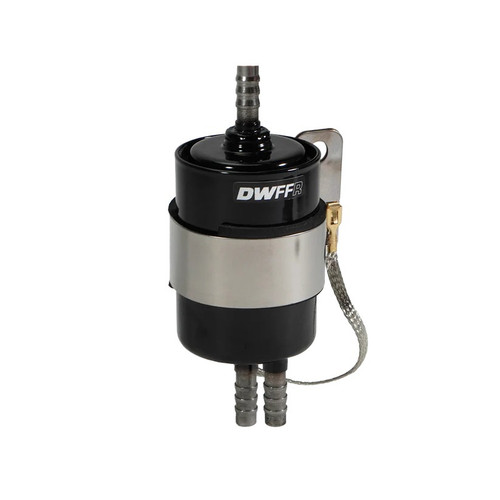 Fuel Pressure Regulator - 58 PSI - In-Line - 3/8 in Hose Barb Inlet - 3/8 in Hose Barb Outlet - 3/8 in Hose Bar Return - Integrated Filter - 10 Micron - Stainless - Black Powder Coat - Gas / E85 - Each