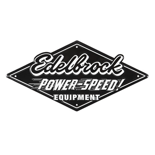 Metal Sign - Edelbrock Power Speed - Steel - Black / White - Each