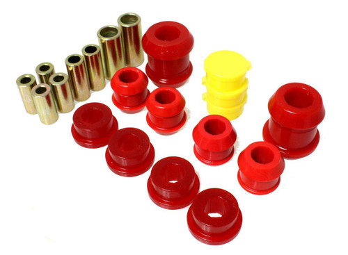 Control Arm Bushing - Hyper-Flex - Front - Lower / Upper - Polyurethane / Steel - Red / Cadmium - Honda Civic 1992-97 - Kit