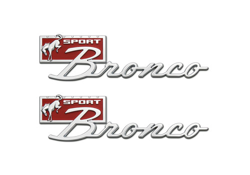 Emblem - Bronco Sport - Fender Badge - Plastic - Red / Silver - Ford Compact SUV 2021-26 - Pair