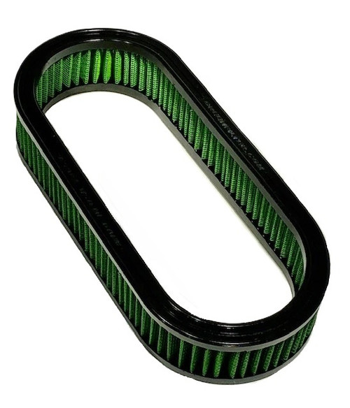 Air Filter Element - Oval - 12 in L x 5.25 in W - 3.25 in Tall - Reusable Cotton - Green - Universal - Each