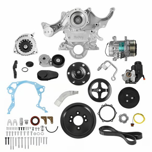 Pulley Kit - 6-Rib Serpentine - Steel - Black Powder Coat - Small Block Ford - Kit