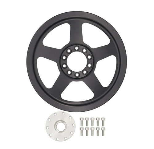 Power Steering Pump Pulley - Serpentine - 6-Rib - 6.25 in Diameter - Hub Included - Aluminum - Black Anodized - GM LS-Series - 1998-2002 Chevy Camaro Pump - Each