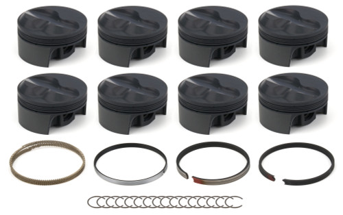 Piston and Ring - PowerPak - Dome - 4.145 in Bore - 1.250 in Compression Height - 1.0 x 1.0 x 2.0 mm Ring Grooves - Plus 12.00 cc - Small Block Chevy - Kit