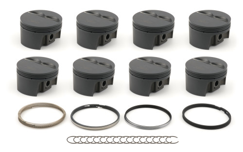 Piston and Ring - PowerPak - Flat Top - 4.000 in Bore - 1.550 in Compression Height - 1.0 x 1.0 x 2.0 mm Ring Grooves - Minus 5.00 cc - Small Block Chevy - Kit