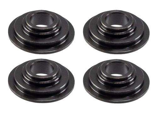 Valve Spring Retainer - 7 Degree - 1.155 in OD - 0.950 in Step OD - 0.610 in ID - Chromoly - Black Oxide - Set of 4
