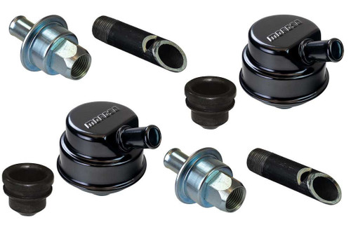 Crankcase Evacuation System - Weld-On - Breathers / Grommets / Check Valves / Fittings - Requires 5/8 in Hose - Steel - Black Powder Coat - Kit