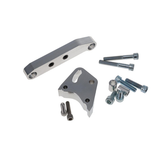 Oil Pump Bracket - External - Dry Sump - Driver Side Mount - Aluminum - Clear Anodized - GM LS-Series - Kit