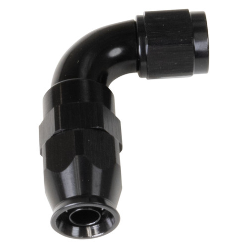 Fitting - Hose End - Pro PTFE - PTFE Hose - 90 Degree - 6 AN Hose to 6 AN Female - Aluminum - Black Anodized - Each