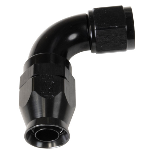 Fitting - Hose End - Pro PTFE - PTFE Hose - 90 Degree - 10 AN Hose to 10 AN Female - Aluminum - Black Anodized - Each
