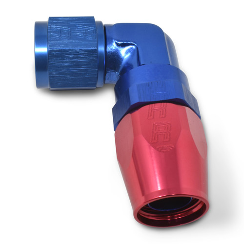 Fitting - Hose End - ProClassic - 90 Degree - 6 AN Hose to 6 AN Female - Swivel - Aluminum - Blue / Red Anodized - Each
