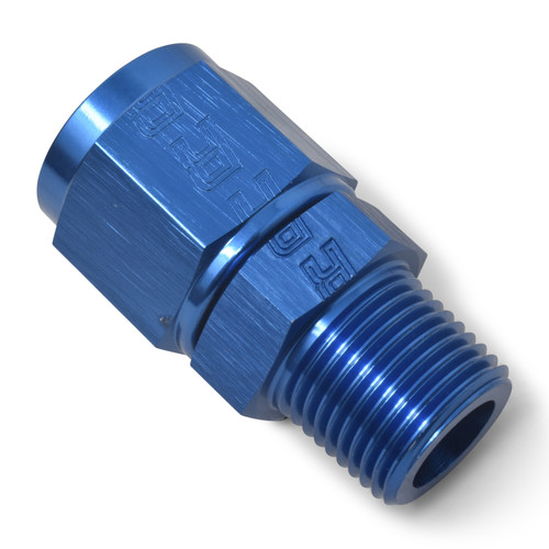 Fitting - Adapter Fitting - Straight - 6 AN Female Swivel to 1/4 in NPT Male - Aluminum - Blue Anodized - Each