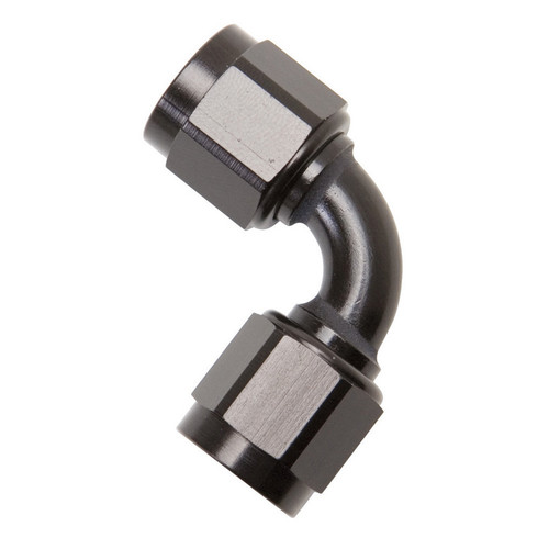 Fitting - Adapter - 90 Degree - 6 AN Female Swivel to 6 AN Female Swivel - Aluminum - Black Anodized - Each
