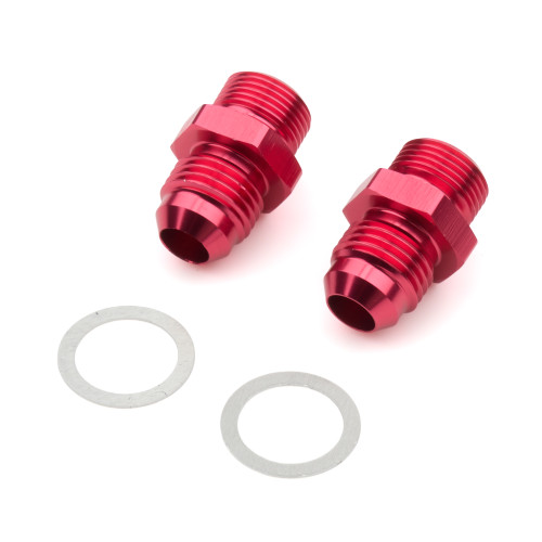 Fitting - Adapter - Straight - 6 AN Male to 9/16-24 in Male - Aluminum - Red Anodized - Pair